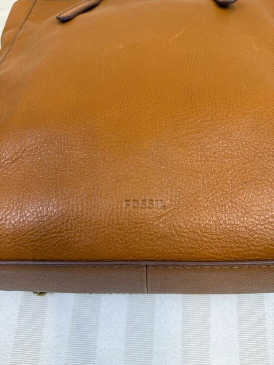 Fossil Brown/Tan Pebbled Leather Tote Bag Camilla Convertible Backpack Purse main image 9